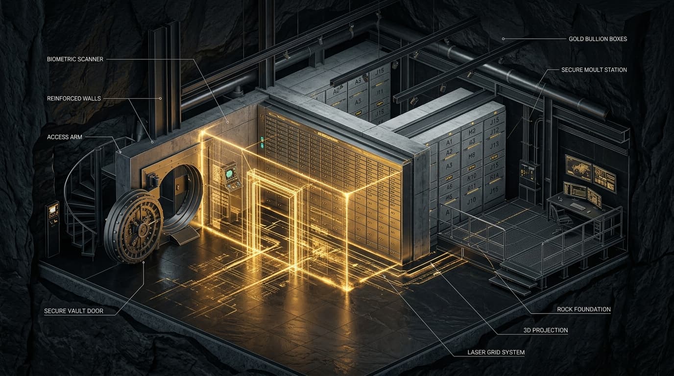 Illustrative vault schematic, not the venue's vault